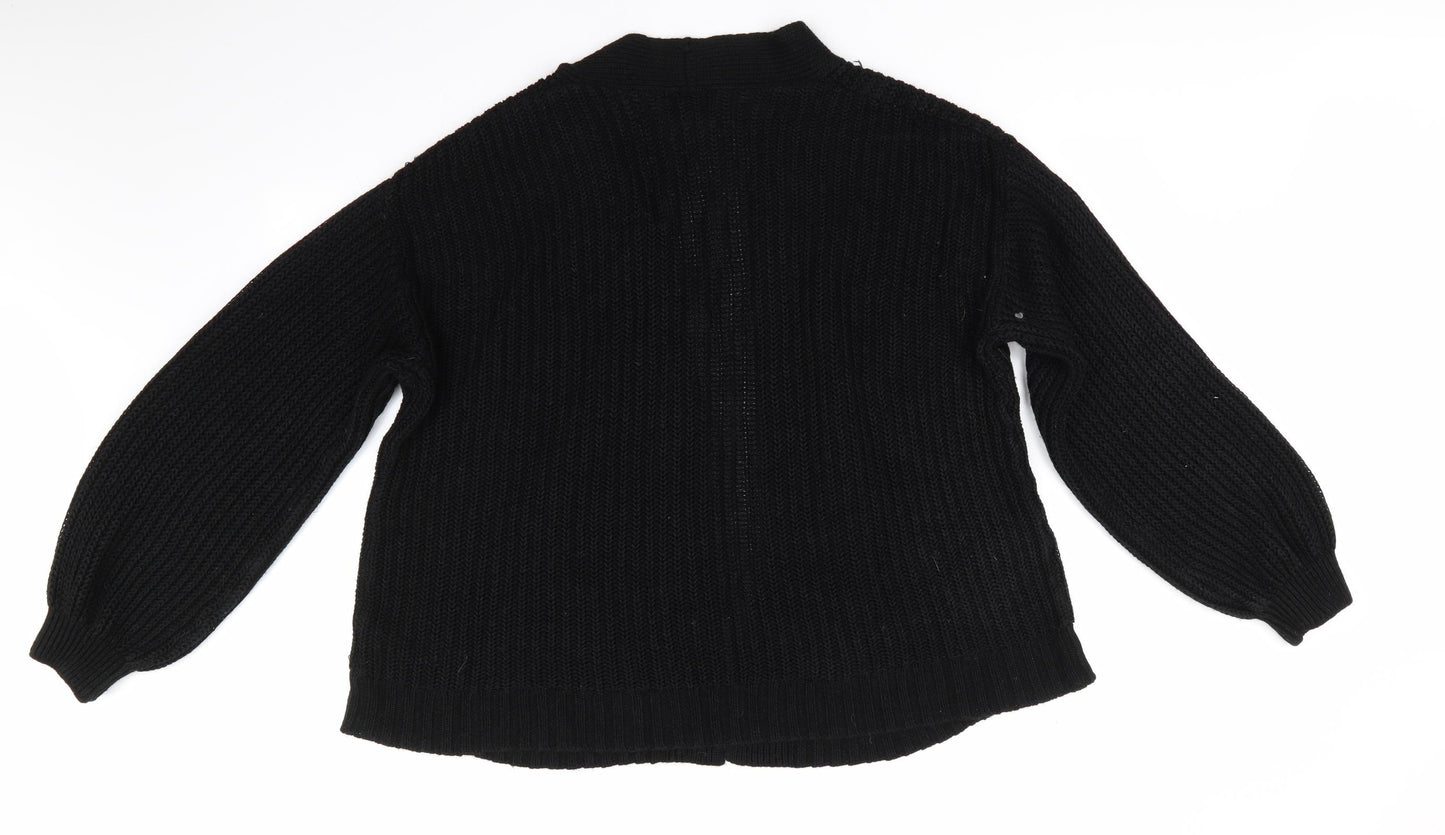 New Look Womens Black V-Neck  Acrylic Cardigan Jumper Size L