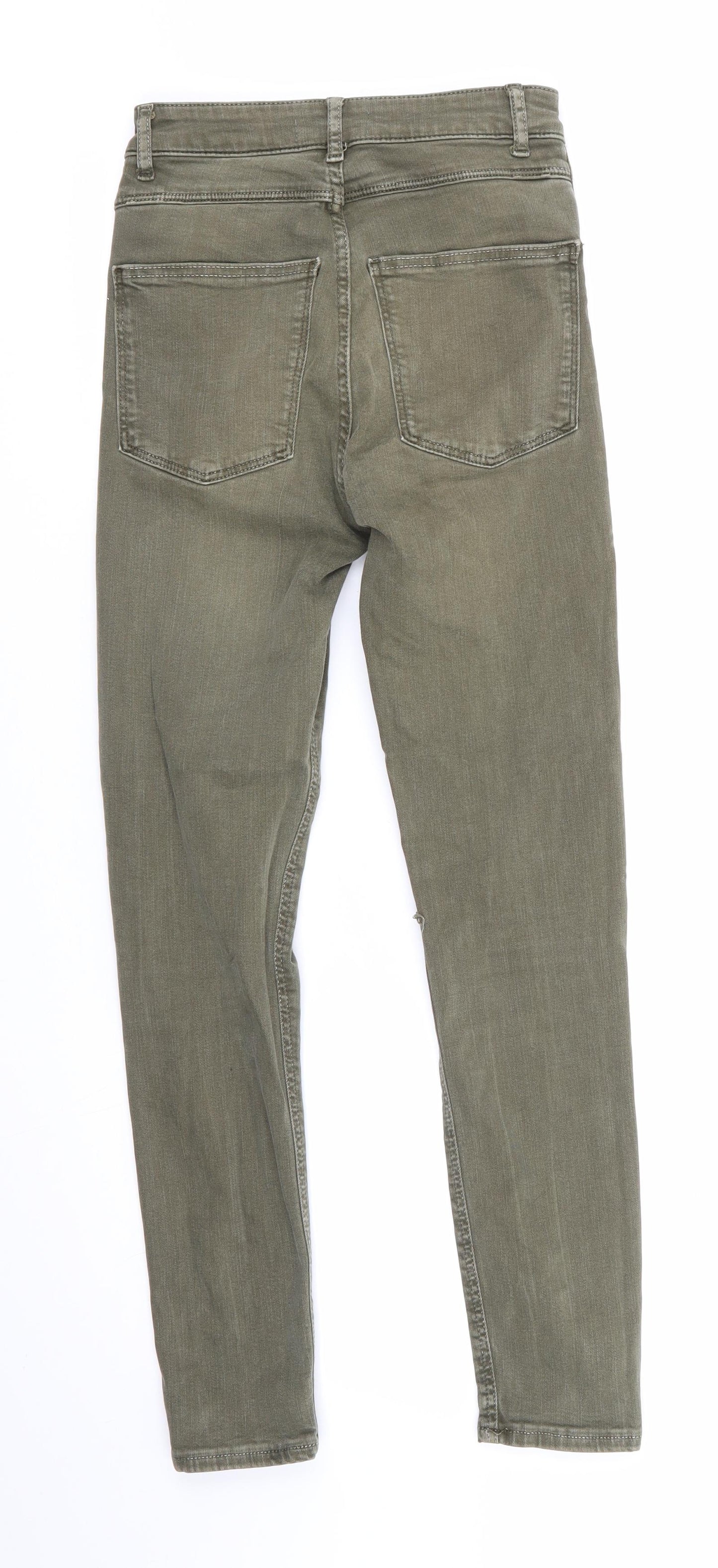 Zara Woman Womens Green  Cotton Skinny Jeans Size 6 L26 in Regular  - Olive Green