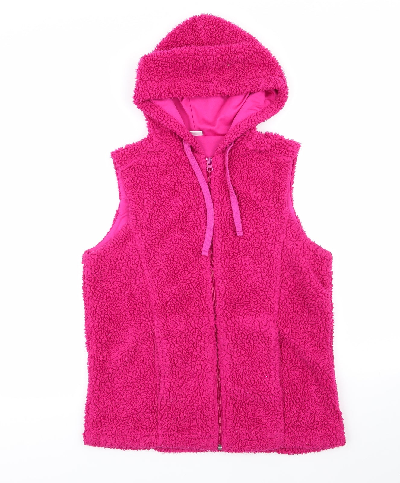 Cotton Traders Womens Pink   Gilet Waistcoat Size 10   - Faux Sheepskin Dark Cerise