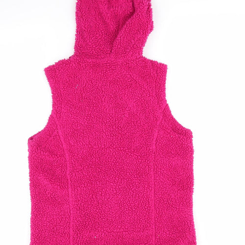 Cotton Traders Womens Pink   Gilet Waistcoat Size 10   - Faux Sheepskin Dark Cerise