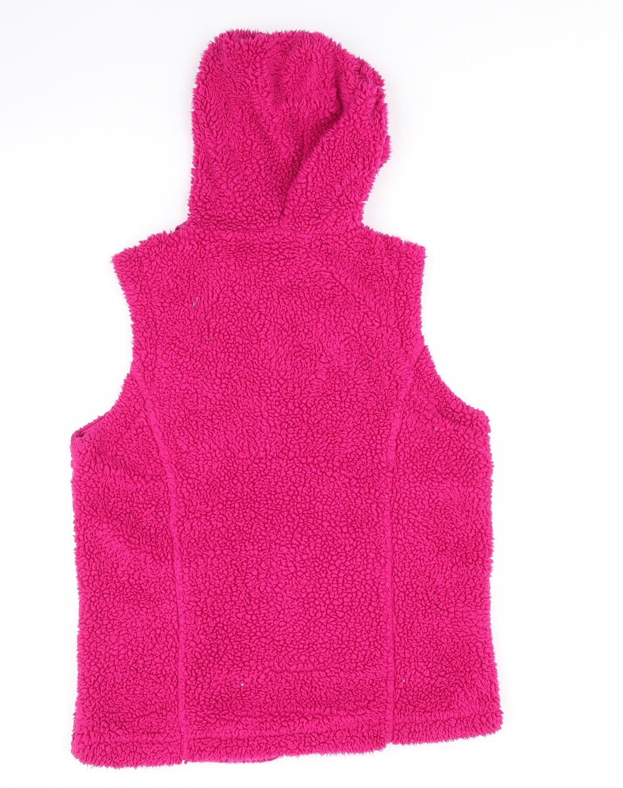 Cotton Traders Womens Pink   Gilet Waistcoat Size 10   - Faux Sheepskin Dark Cerise