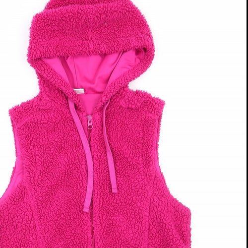 Cotton Traders Womens Pink   Gilet Waistcoat Size 10   - Faux Sheepskin Dark Cerise
