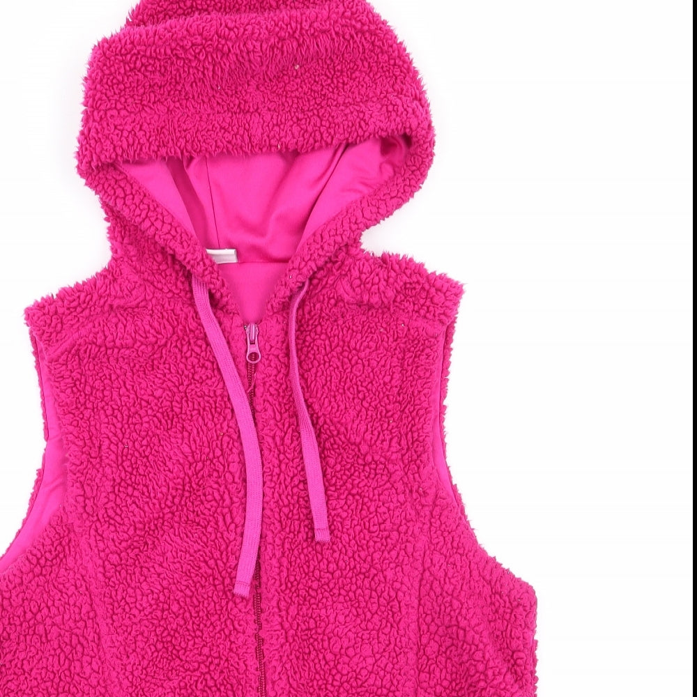 Cotton Traders Womens Pink   Gilet Waistcoat Size 10   - Faux Sheepskin Dark Cerise
