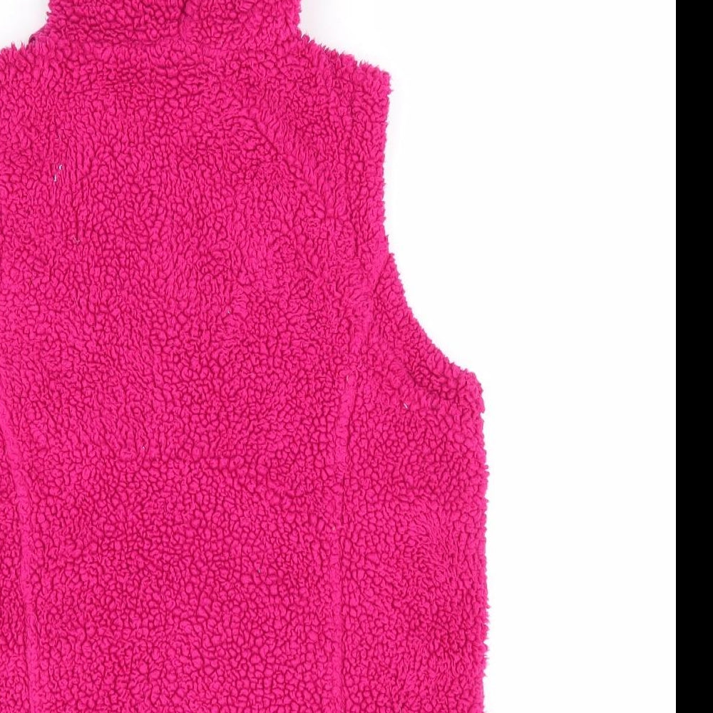 Cotton Traders Womens Pink   Gilet Waistcoat Size 10   - Faux Sheepskin Dark Cerise