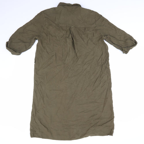 Top Shop Womens Green  Viscose Shirt Dress  Size 12 Collared  - Olive Green
