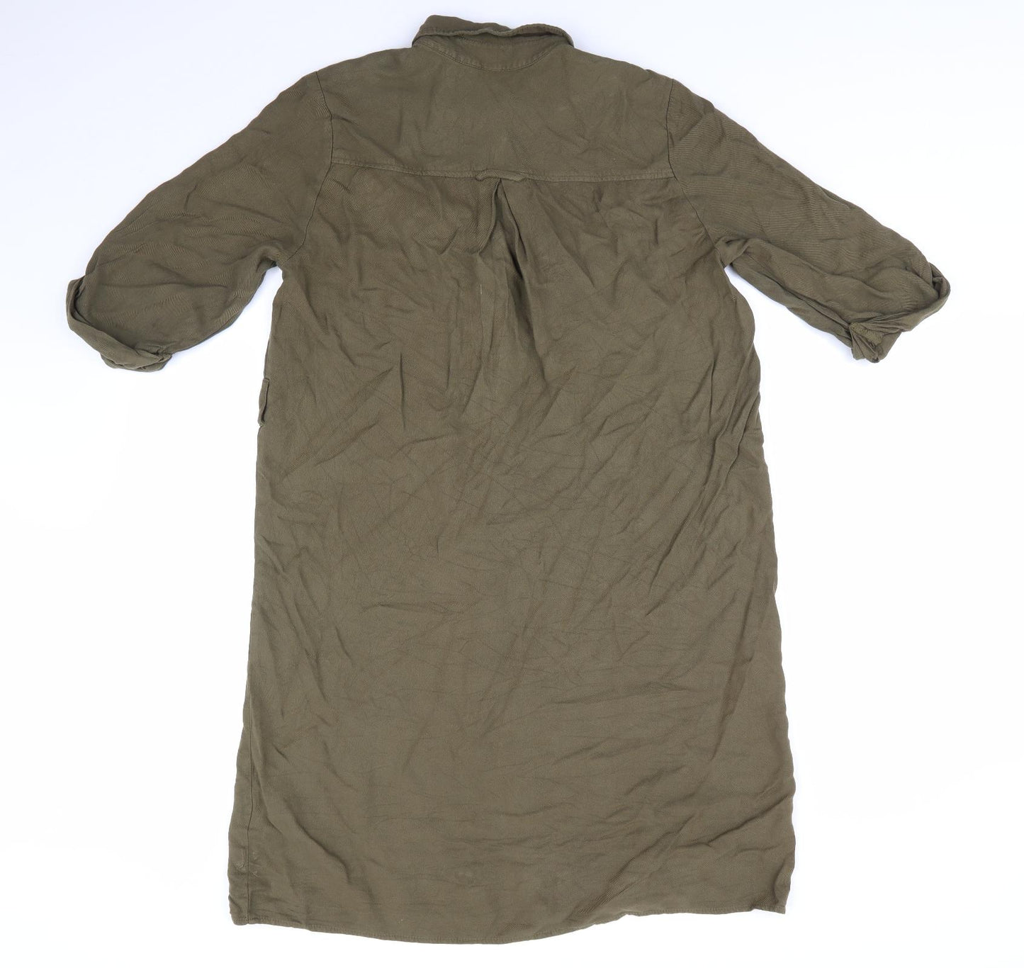 Top Shop Womens Green  Viscose Shirt Dress  Size 12 Collared  - Olive Green