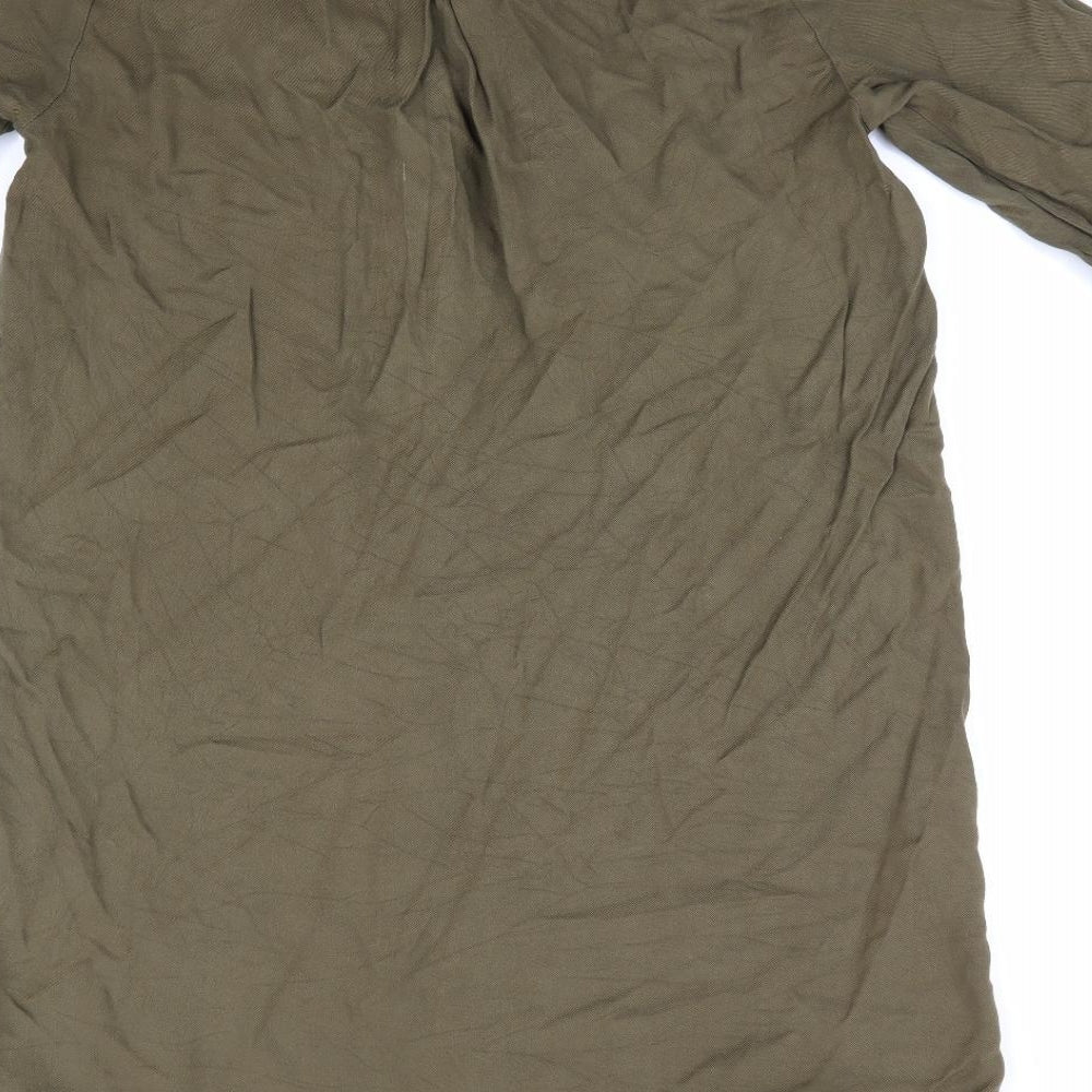 Top Shop Womens Green  Viscose Shirt Dress  Size 12 Collared  - Olive Green