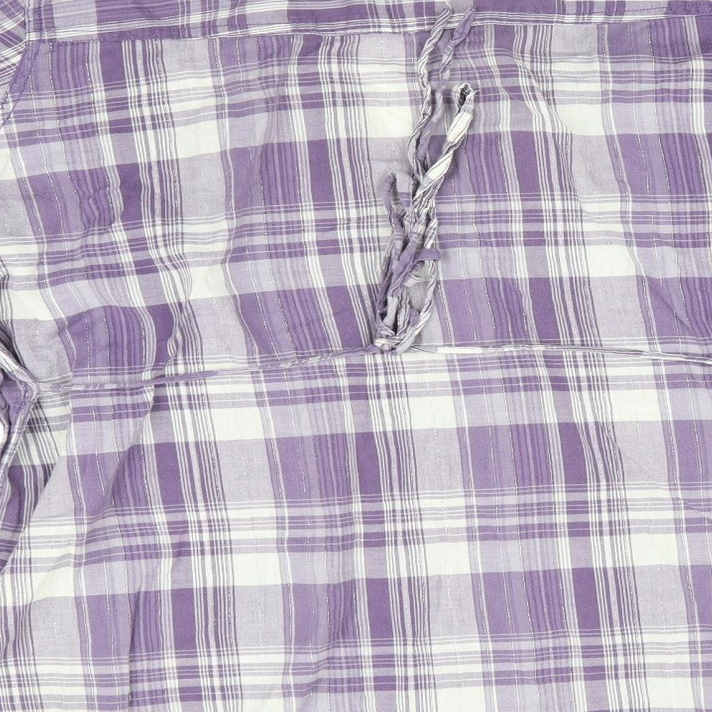 E-vie Womens Purple Check Cotton Basic Button-Up Size 18 Collared - Subtle shimmer effect Mandarin Collar Adjustable sleeve length Lilac & White