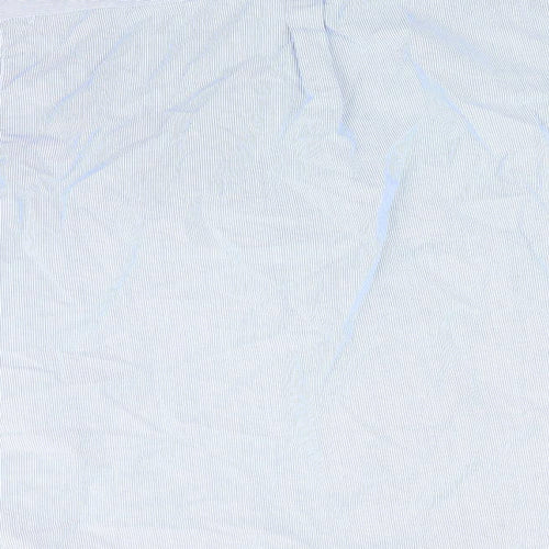 Burtons Menswear Mens Blue Striped Cotton  Button-Up Size M Collared  - Fine Blue Stripe Buttoned Collar