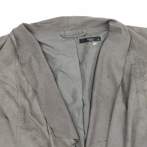 M&Co Womens Green   Jacket  Size 10   - Khaki Suede Effect Short Waterfall Lined back