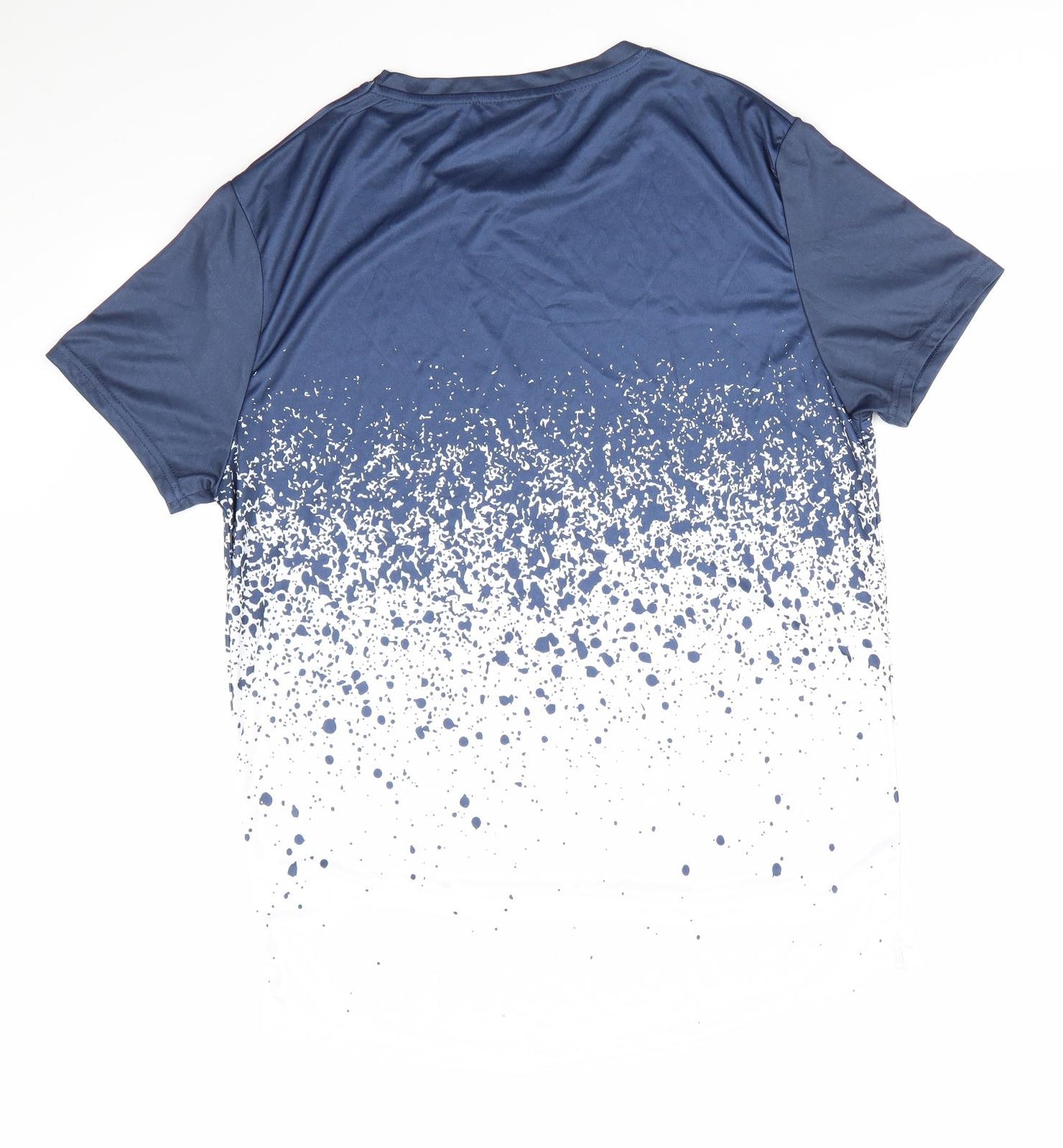 Closure Mens Blue Colourblock Polyester  T-Shirt Size XL Round Neck  - Colour Block dots blue to white