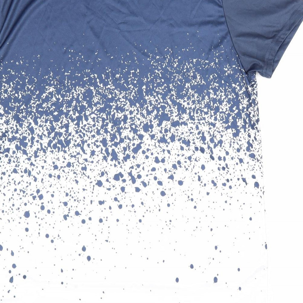 Closure Mens Blue Colourblock Polyester  T-Shirt Size XL Round Neck  - Colour Block dots blue to white