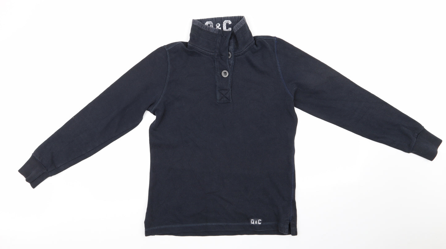 Q & C Nautical Apparel Mens Blue High Neck  Cotton Pullover Jumper Size S