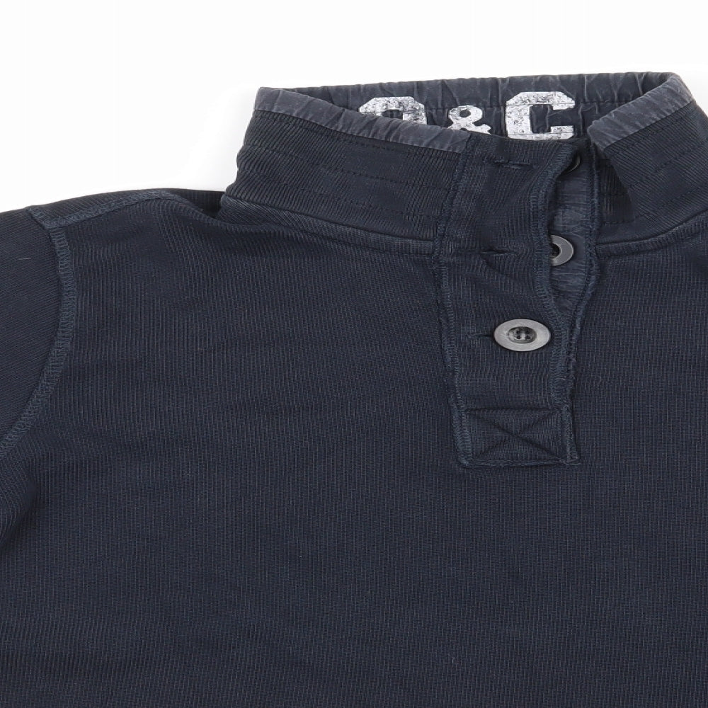 Q & C Nautical Apparel Mens Blue High Neck  Cotton Pullover Jumper Size S