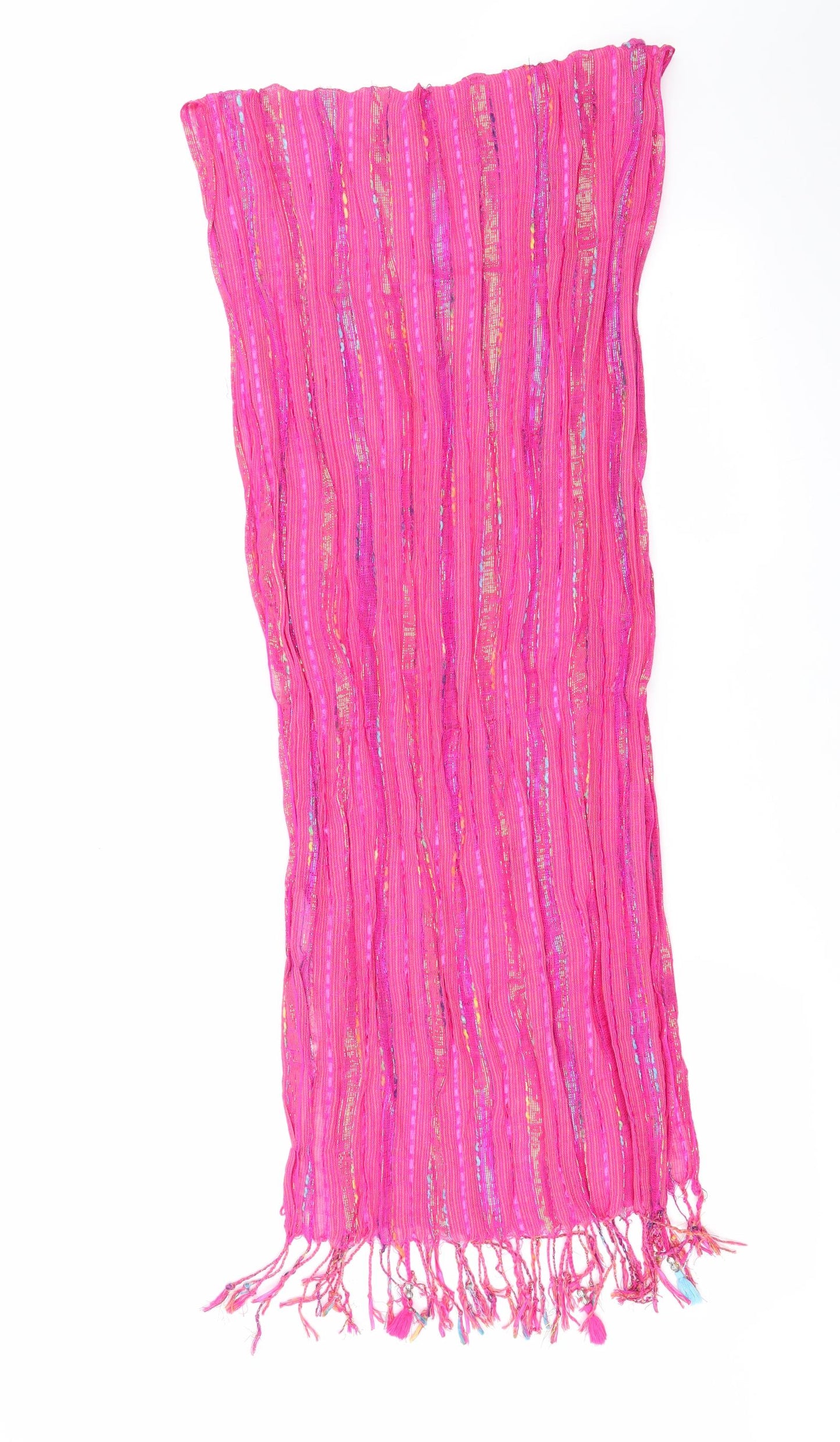 Preworn Womens Pink Striped   Scarf    - Sparkle Effect