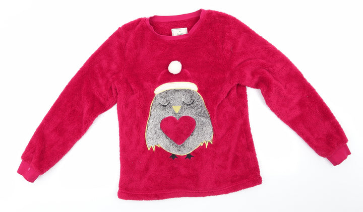 Snuggle Dream sleep Womens Red Animal Print Polyester Pyjama Top Size S - Christmas Fluffy Pyjama Top