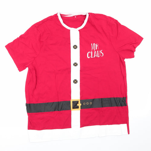 George Mens Red Solid Cotton  Pyjama Top Size XL   - Mr Claus