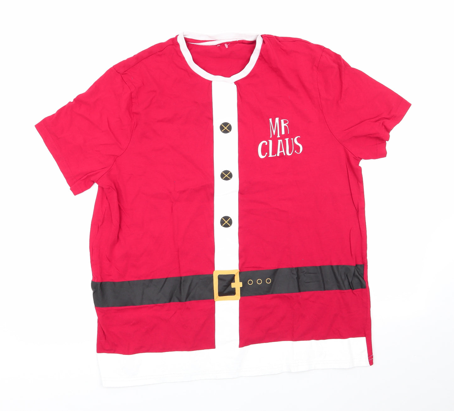 George Mens Red Solid Cotton  Pyjama Top Size XL   - Mr Claus
