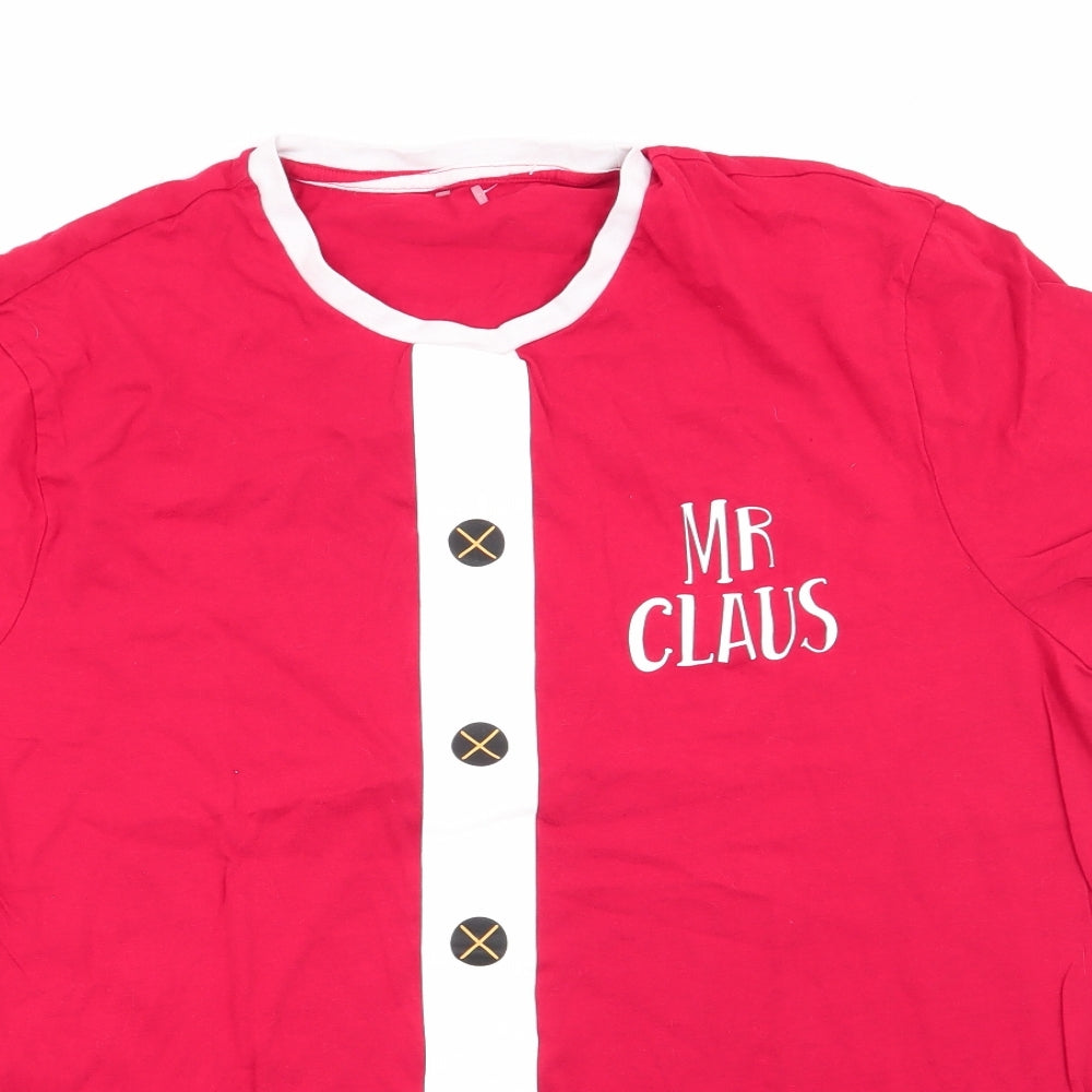 George Mens Red Solid Cotton  Pyjama Top Size XL   - Mr Claus