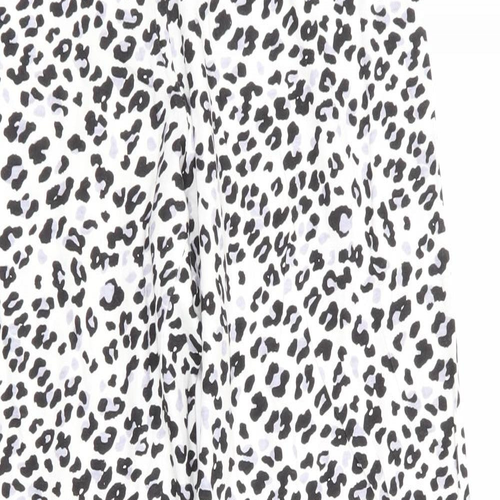 Marks and Spencer Womens Ivory Animal Print Cotton  Pyjama Pants Size 8   - Grey Black Mix
