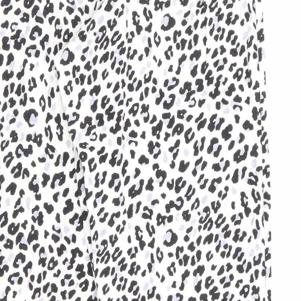 Marks and Spencer Womens Ivory Animal Print Cotton  Pyjama Pants Size 8   - Grey Black Mix