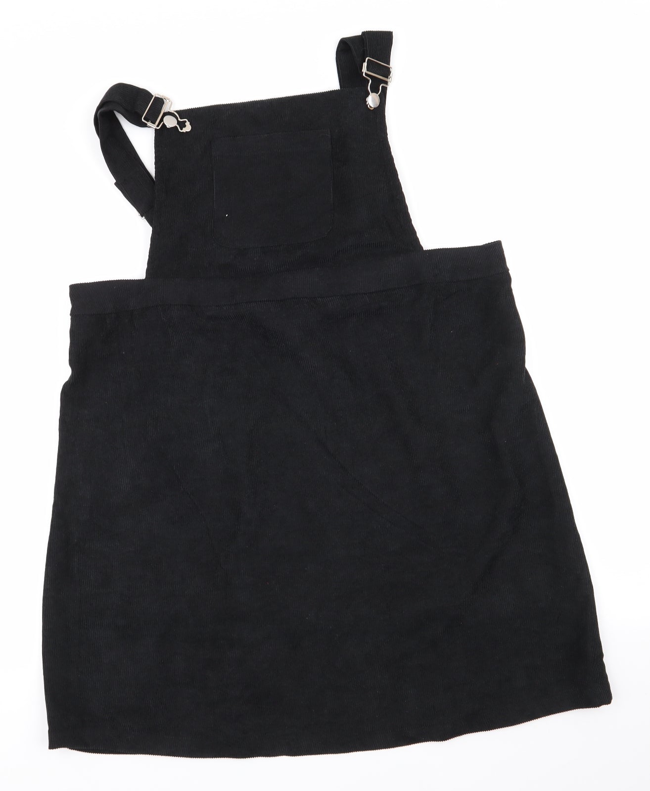 SheIn Womens Black  Cotton Pinafore/Dungaree Dress  Size XL Square Neck  - Soft Cord like finish