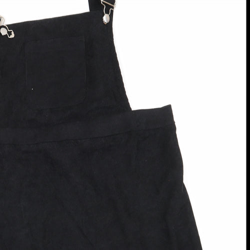 SheIn Womens Black  Cotton Pinafore/Dungaree Dress  Size XL Square Neck  - Soft Cord like finish