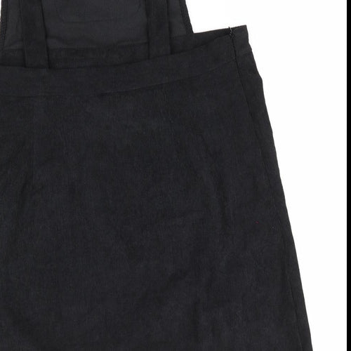 SheIn Womens Black  Cotton Pinafore/Dungaree Dress  Size XL Square Neck  - Soft Cord like finish