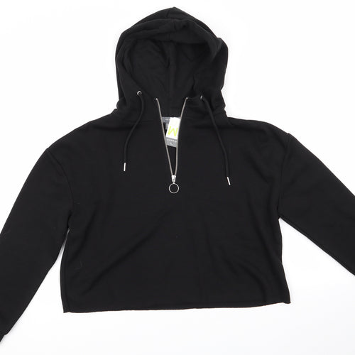Primark Womens Black  Polyester Pullover Hoodie Size M   - Cropped