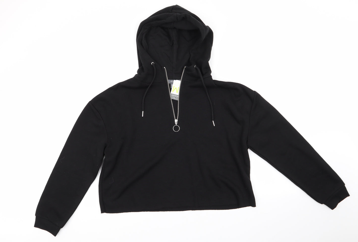 Primark Womens Black  Polyester Pullover Hoodie Size M   - Cropped