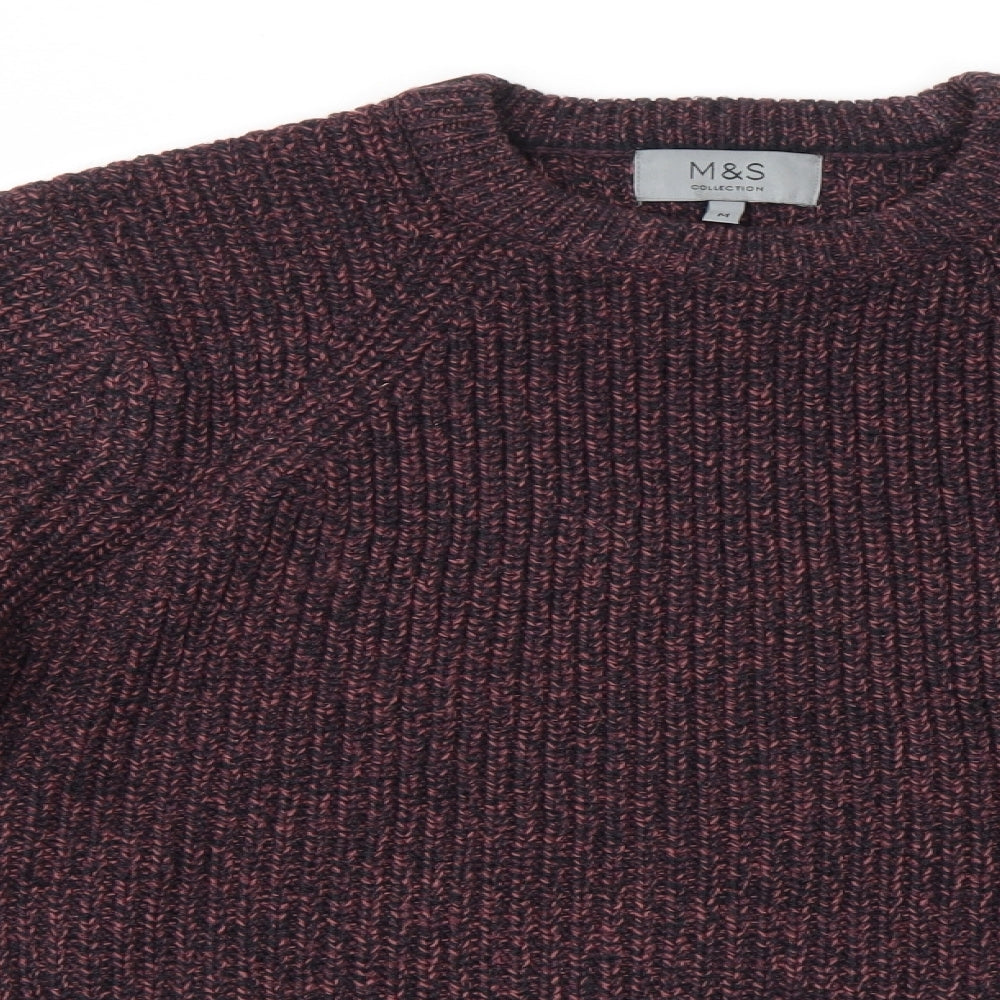 M&S Mens Purple Round Neck  Acrylic Pullover Jumper Size M