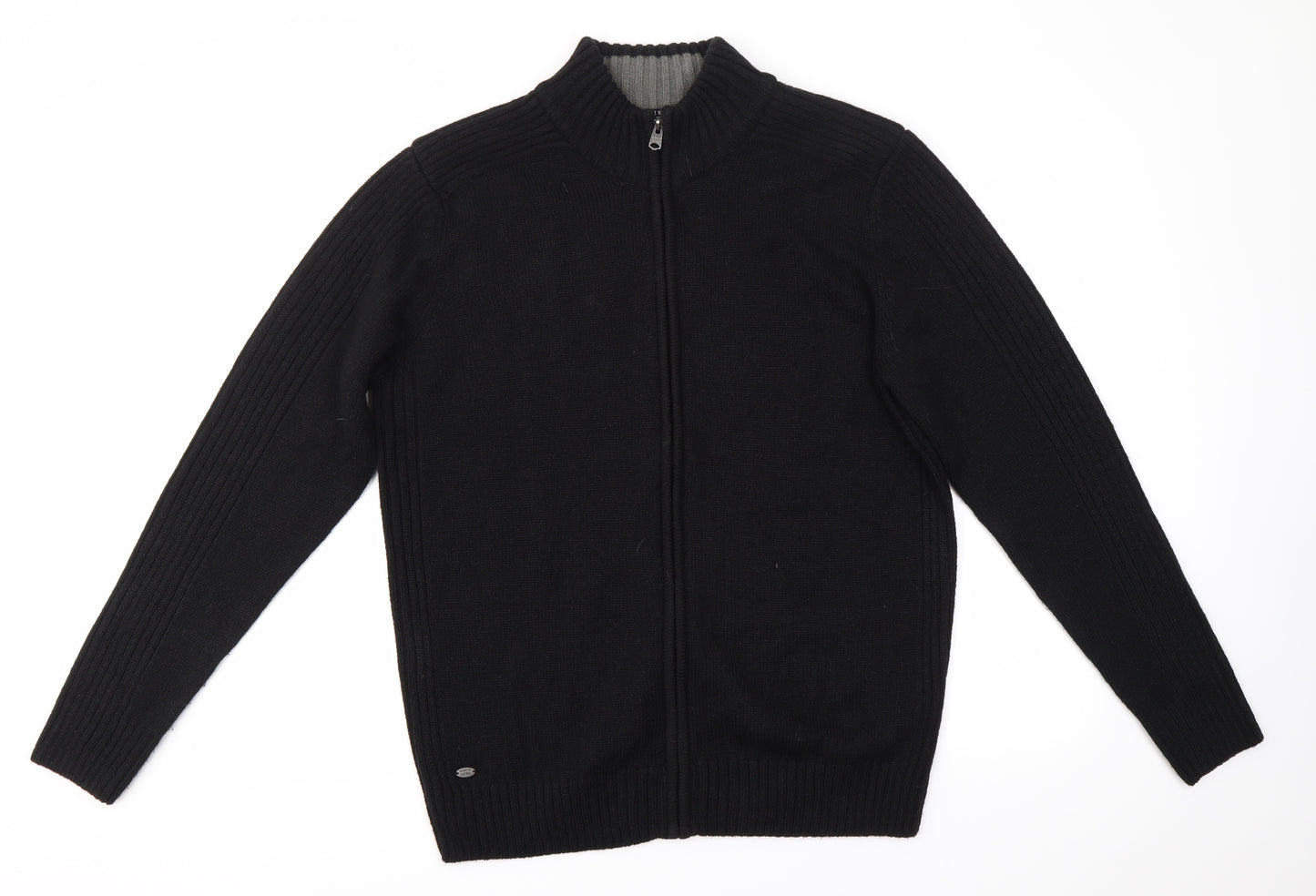 Kensington Mens Black High Neck  Acrylic Full Zip Jumper Size L