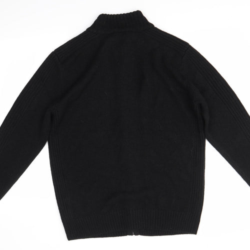 Kensington Mens Black High Neck  Acrylic Full Zip Jumper Size L