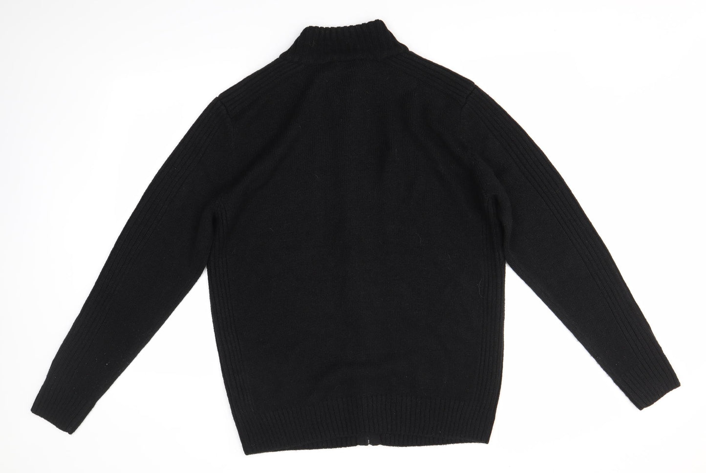 Kensington Mens Black High Neck  Acrylic Full Zip Jumper Size L