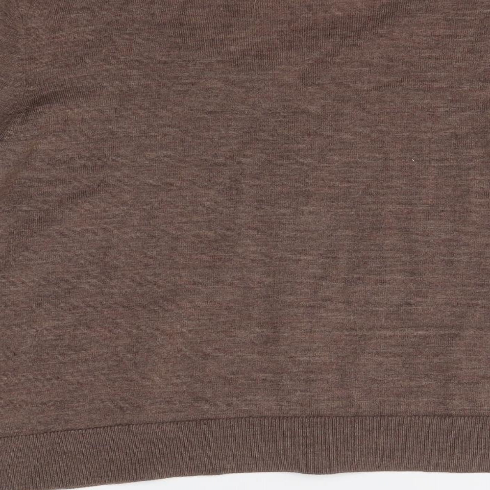 La Redoute Womens Brown Round Neck  Wool Cardigan Jumper Size 12