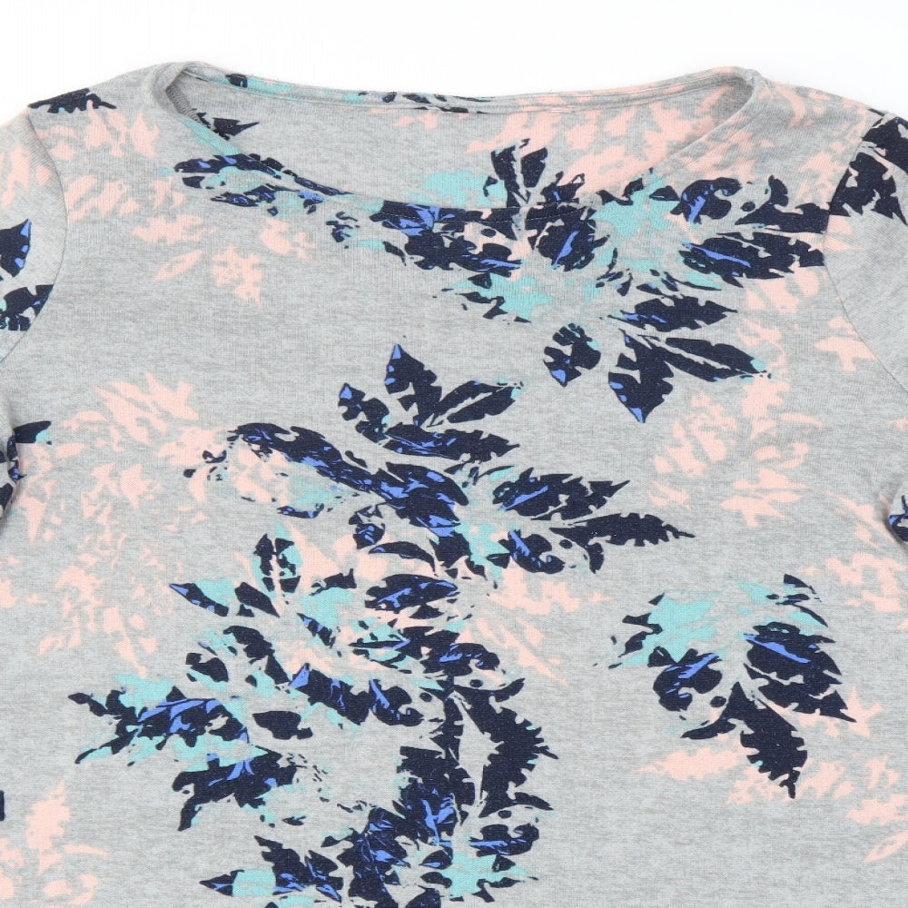 M&S Womens Grey Floral Polyester T-Shirt Dress  Size 14 Round Neck