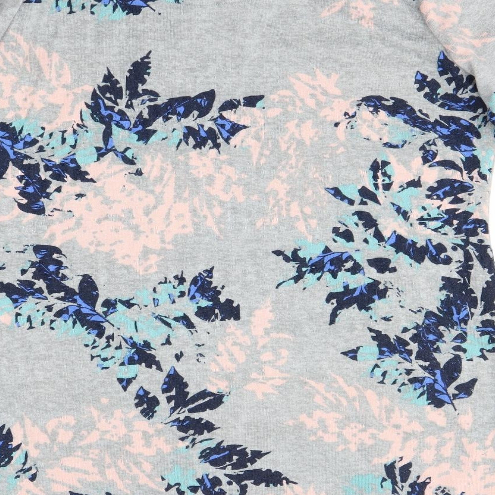 M&S Womens Grey Floral Polyester T-Shirt Dress  Size 14 Round Neck