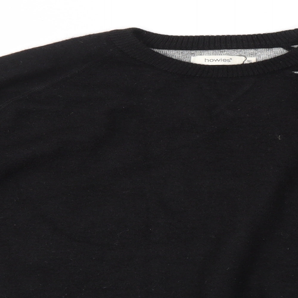 howies Mens Black Round Neck  Alpaca Pullover Jumper Size M