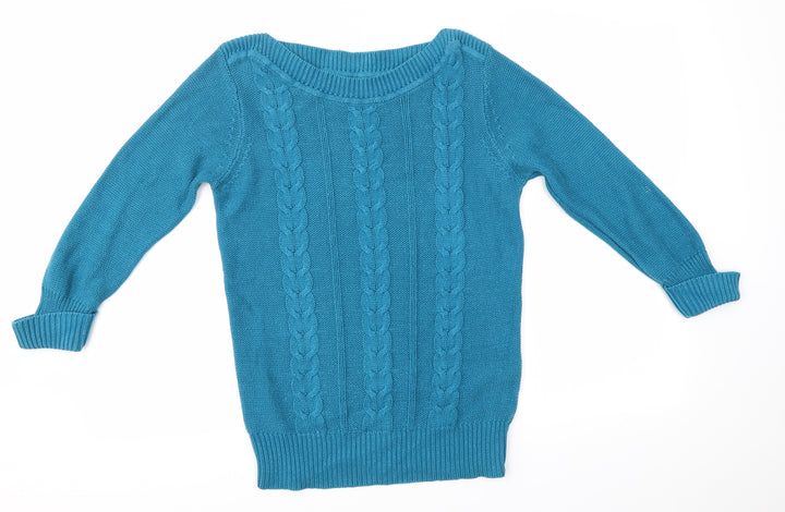 BHS Womens Blue Round Neck Acrylic Pullover Jumper Size S