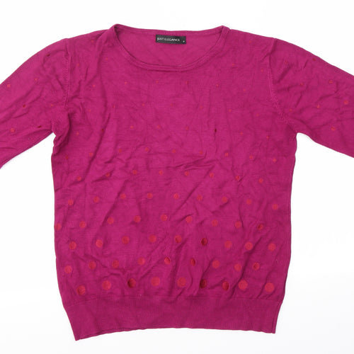 JUST ELEGANCE  Womens Pink  Viscose Basic Blouse Size M Round Neck