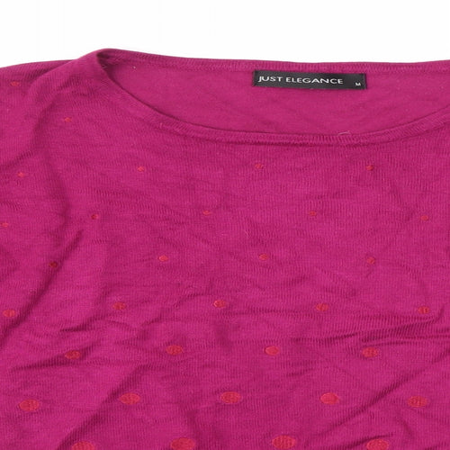JUST ELEGANCE  Womens Pink  Viscose Basic Blouse Size M Round Neck