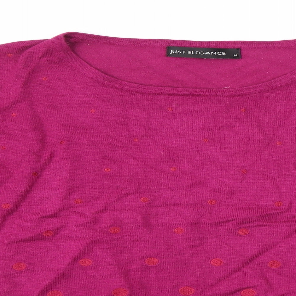 JUST ELEGANCE  Womens Pink  Viscose Basic Blouse Size M Round Neck