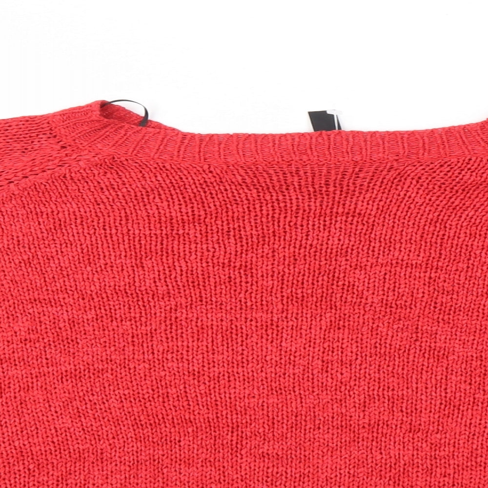 Rainbow Womens Red Round Neck  Acrylic Pullover Jumper Size M