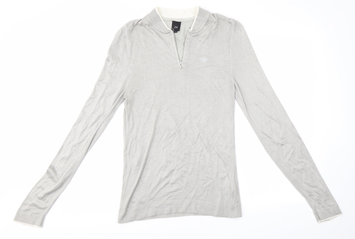 River Island Mens Grey High Neck  Viscose Pullover Jumper Size XS