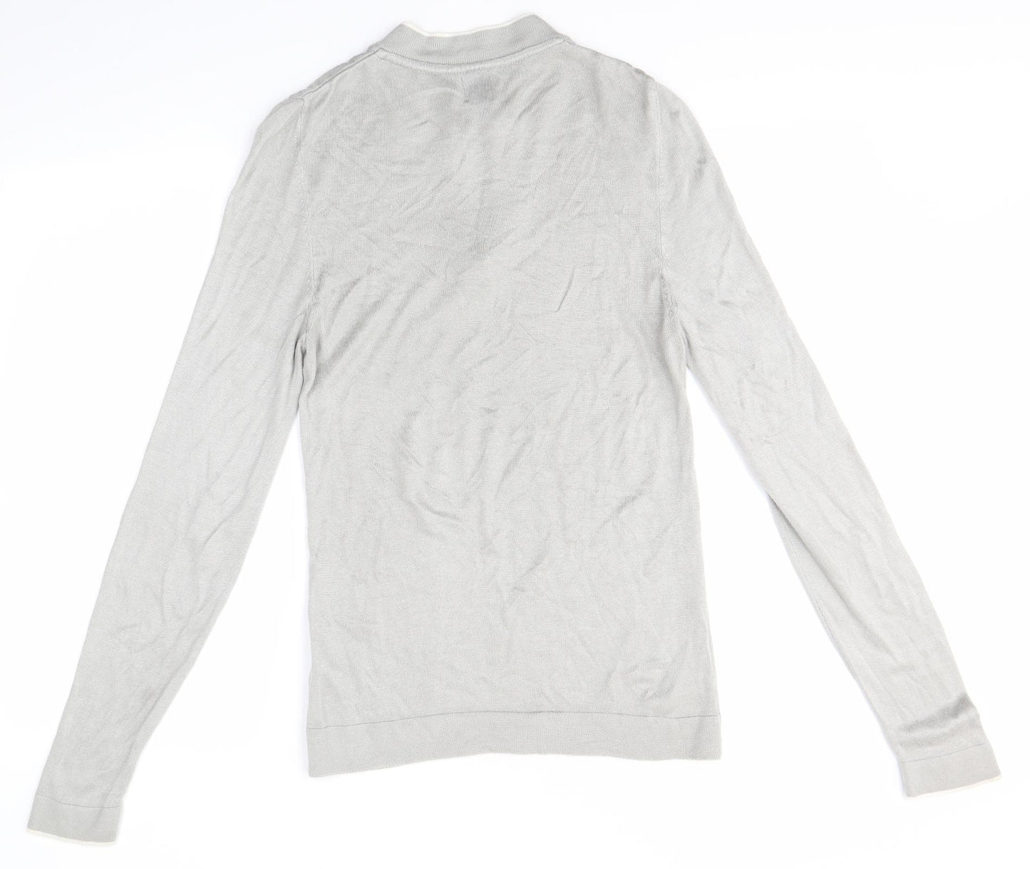 River Island Mens Grey High Neck  Viscose Pullover Jumper Size XS