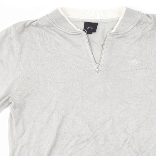 River Island Mens Grey High Neck  Viscose Pullover Jumper Size XS