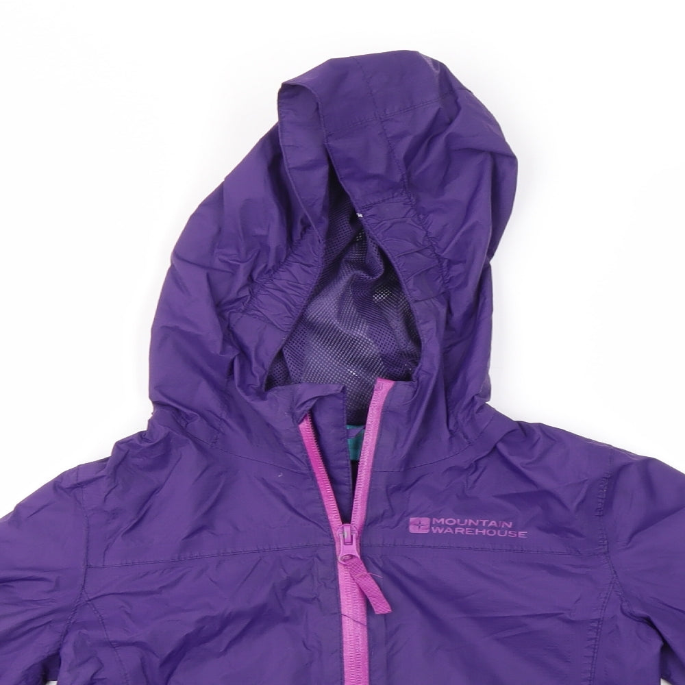 Mountain Warehouse Girls Purple   Rain Coat Coat Size 5-6 Years