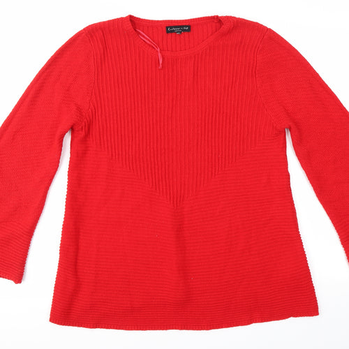F&F Womens Red Round Neck  Acrylic Pullover Jumper Size 12