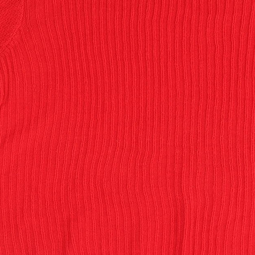 F&F Womens Red Round Neck  Acrylic Pullover Jumper Size 12