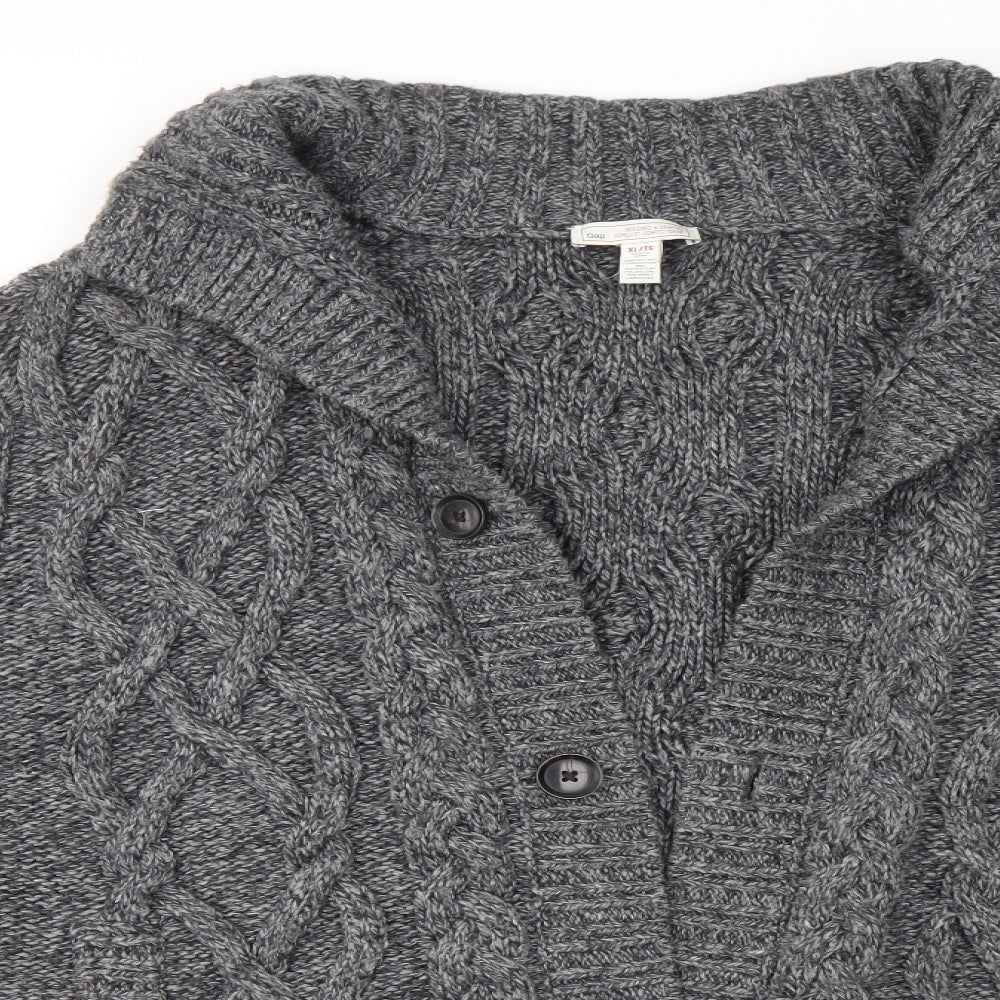 Gap Mens Grey High Neck  Cotton Cardigan Jumper Size XL